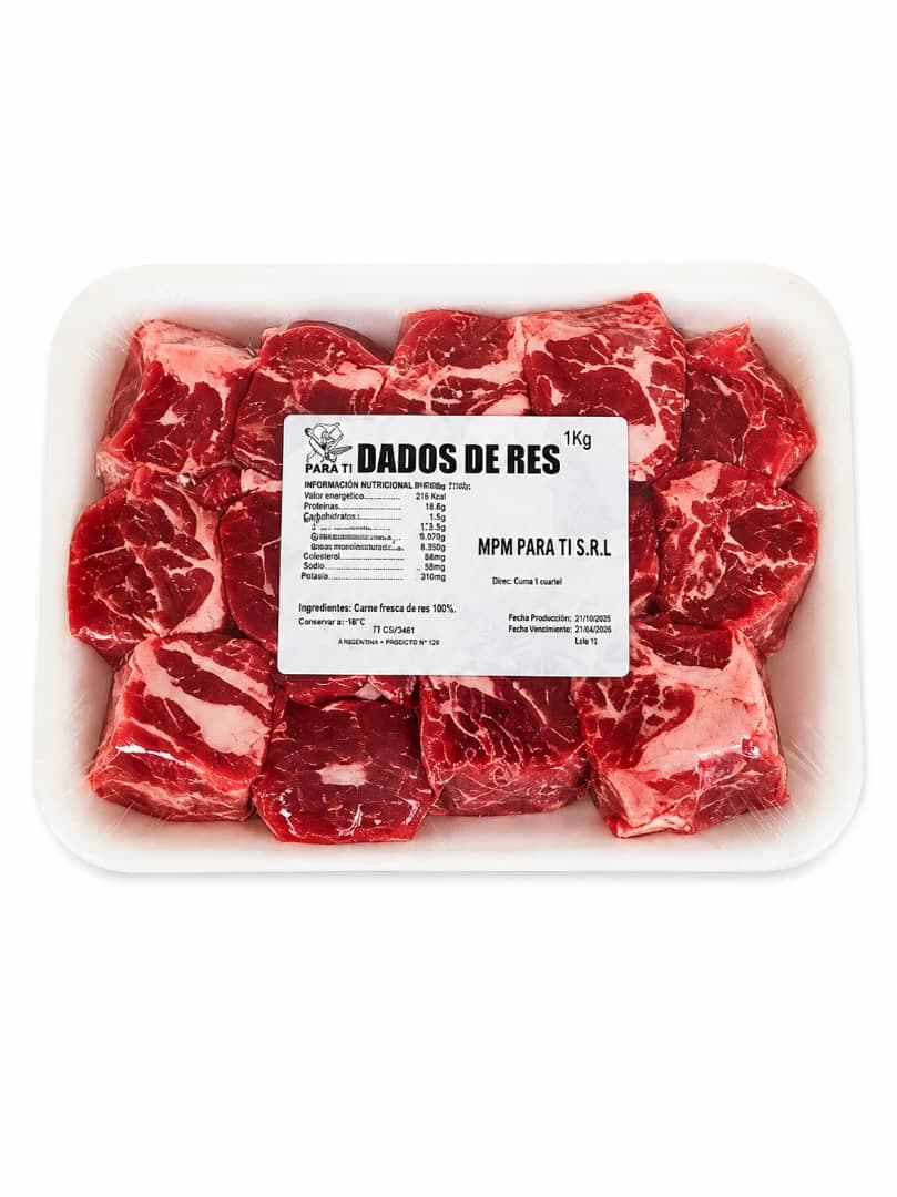 Dados de Res 1kg(carne de segunda)