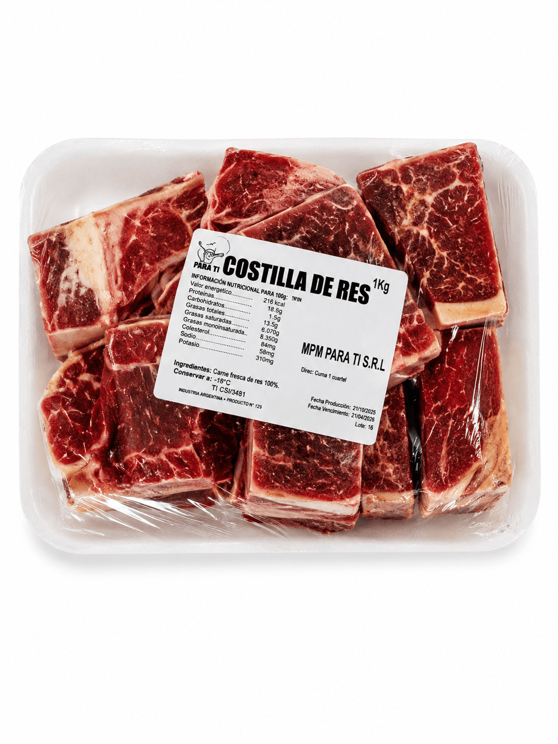 Costillas de res 1kg