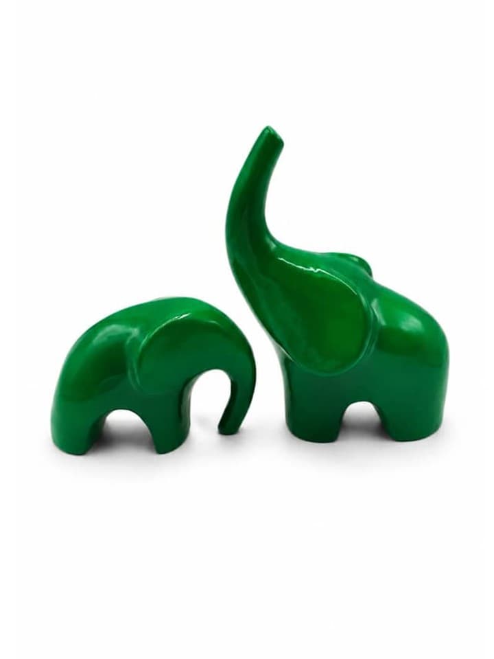 Pareja de Elefantes Verde Oscuro