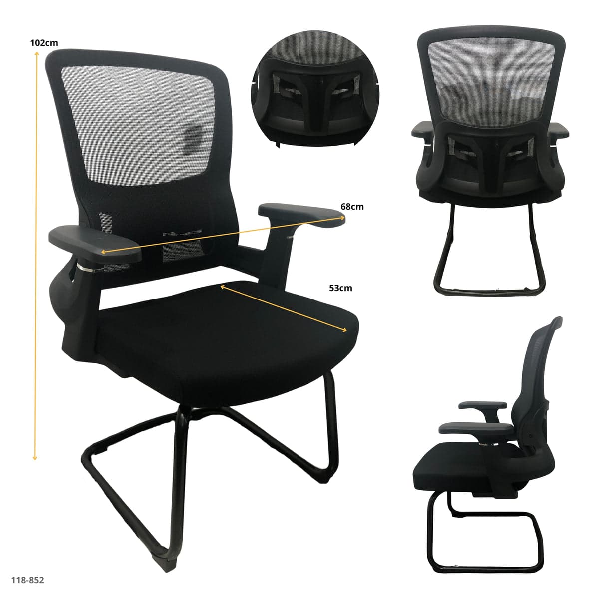 Silla de Oficina Negra sin Ruedas